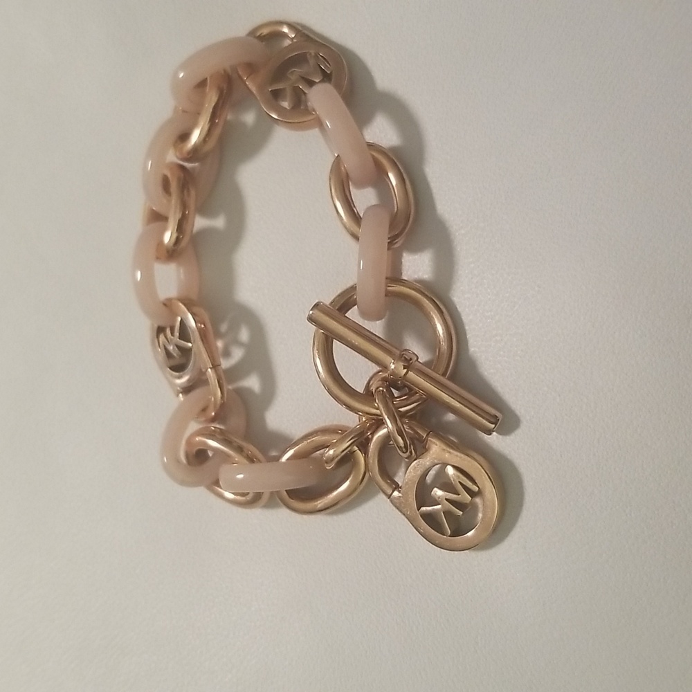 Women's Michael Kors Bracelet; Pink and Goldtone Links; Size 9" - Picture 2 of 5